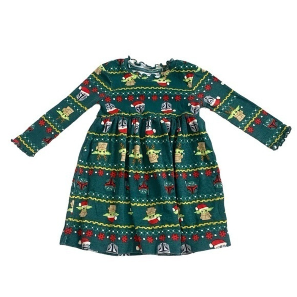 Green Patterned Kids Dress